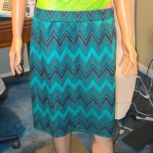 Cato Green & Grey Chevron ALine Skirt